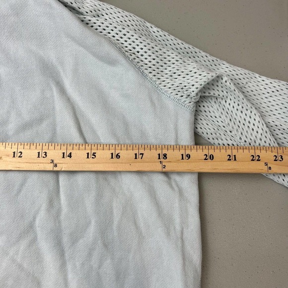 Rebecca Taylor Womens Hoodie Mesh Pullover Size L‎ Light Blue Drawstring - Picture 11 of 12